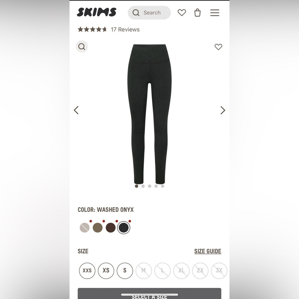 Skims outdoor leggings in washed Onyx.